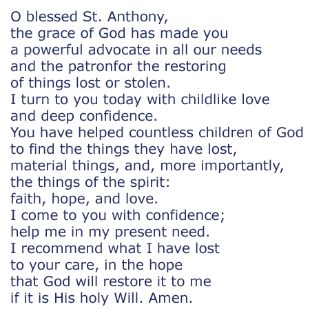 St Anthony Prayer For Lost Things