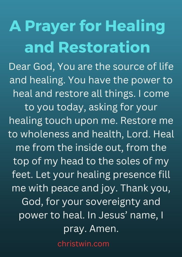 A Prayer for Healing and Restoration